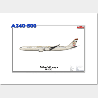 Airbus A340-500 - Etihad Airways (Art Print) Posters and Art